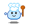 blobby chef head twirling a wooden spoon